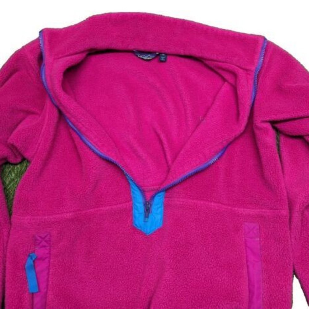 Patagonia Kangaroo Pocket Zip Bright Pink Fleece Jacket Women's Size 12 USA - Picture 3 of 10